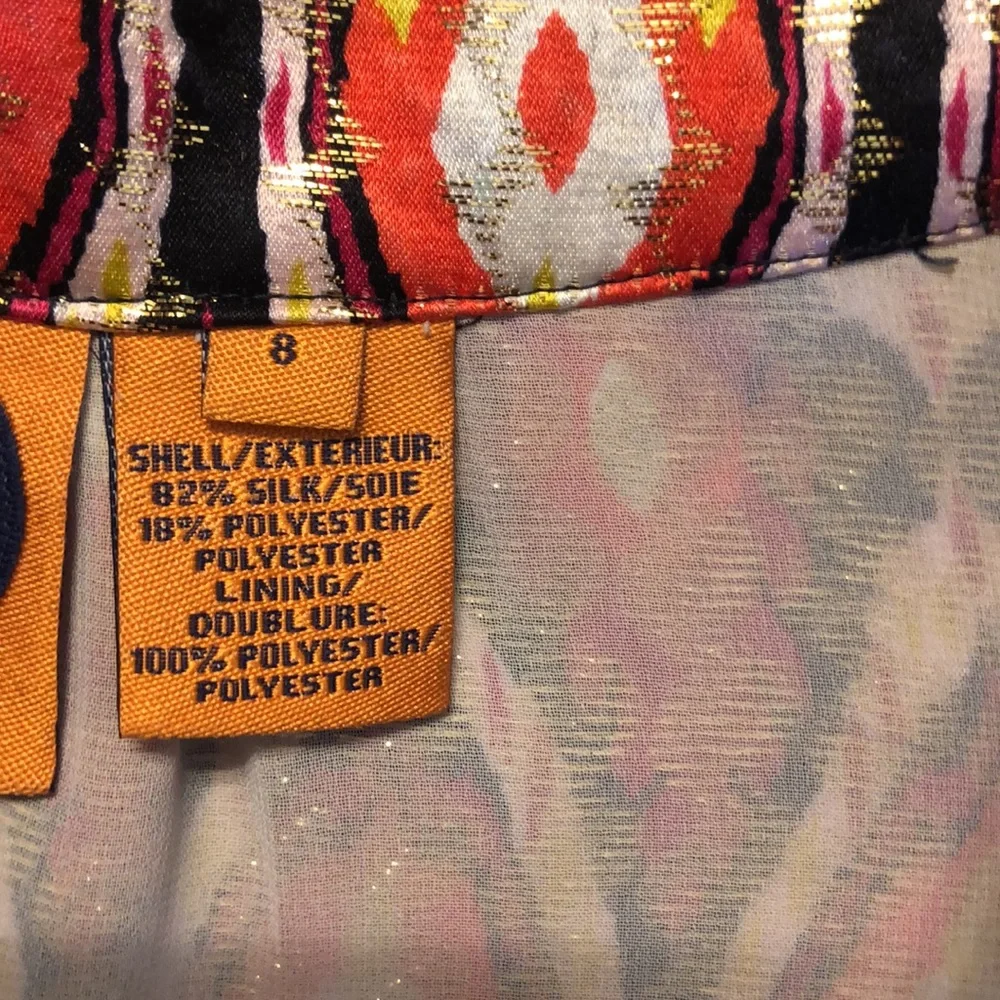 Tory Burch Boho Print Metallic Silk Blend Tank Top Size 8